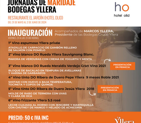 ¡Descubre el maridaje perfecto en nuestras Jornadas de Maridaje con Bodegas Yllera!