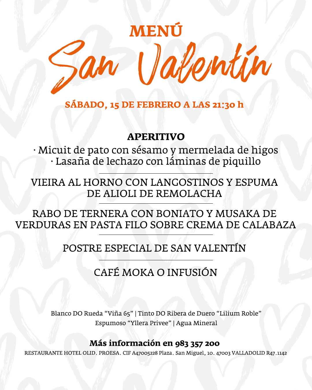Menú San Valentín 2025